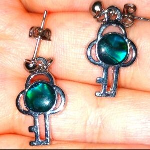 NEW! Beautiful Hypoallergenic Silver Key Stud Earrings